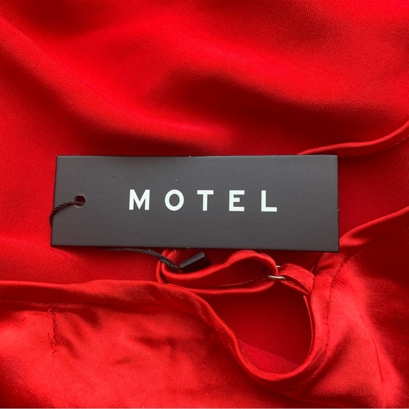 Motel Rocks Paiva Slip Dress Satin Red Straps Mini Short Size Medium UK Size 12 - Picture 15 of 15